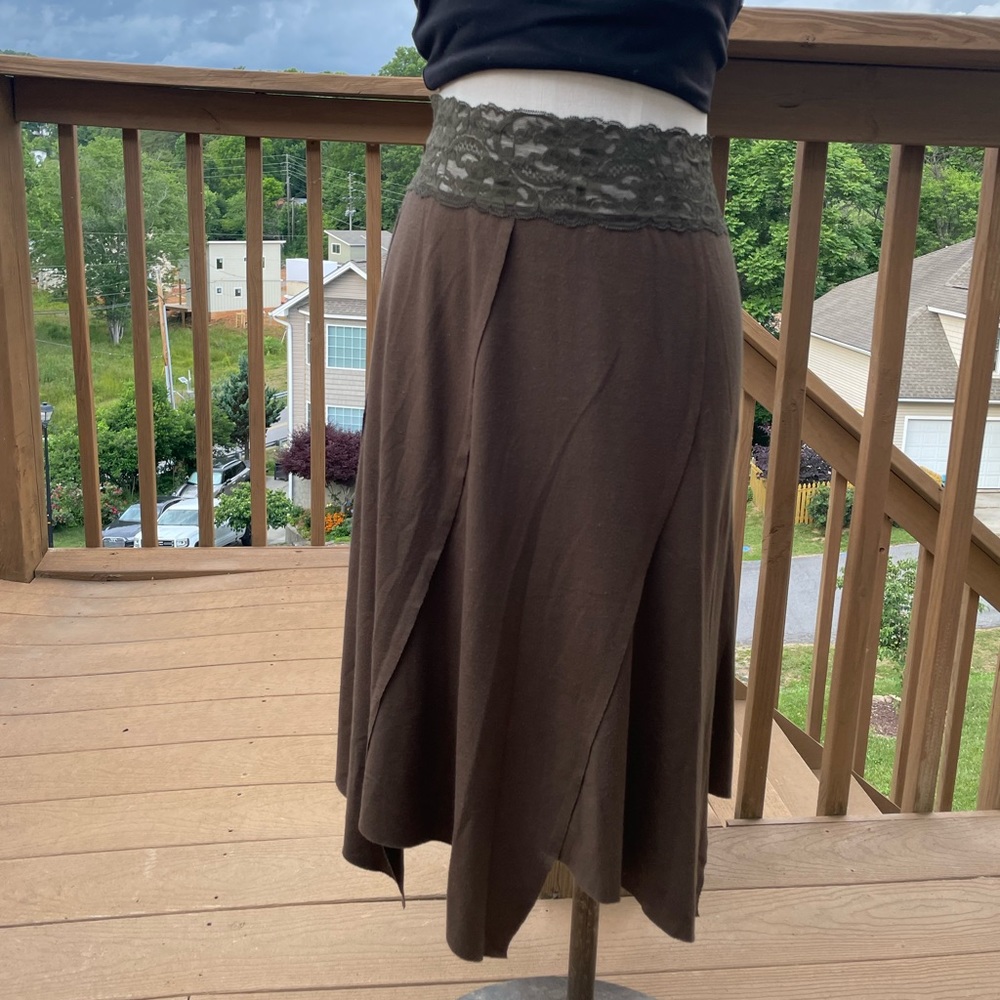 Brown Lace Midi Skirt